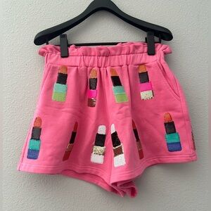 BRAND NEW • QUEEN OF SPARKLES • QOS • LIPSTICK SHORTS • SIZE XS